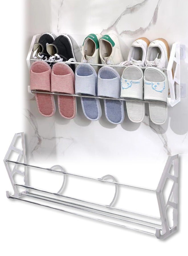 DUNISO رف أحذية مع خطافات، منظم أحذية مثبت على الحائط بدون حفر، حامل تخزين للأحذية والمناشف والإكسسوارات، موفر للمساحة - Image 1